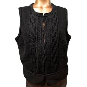 Tribal Black Boiled Wool Vest Women's M/M Hook and Eye Closure Wool‎ Blend